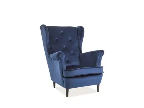 Lady Velvet fotel wenge/kék bársony (Bluvel 86)