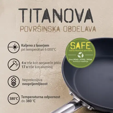 Serpenyő titán felülettel Ø 28 cm — Saturn Terra Lunasol - 601302