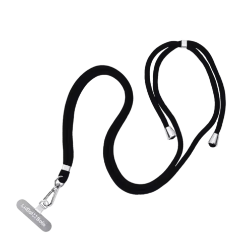 Crossbody mobiltelefon—zsinór Lusol::Sola logóval, fekete - 593330