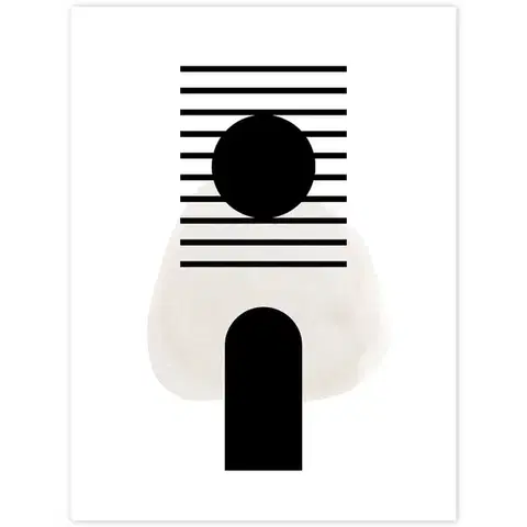 Falikép - Fekete-fehér absztrakt alakzatok