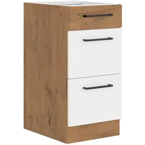 Niki 30. konyha 40 D 3S BB 40x82x52cm fényes fehér/lancelot tölgy