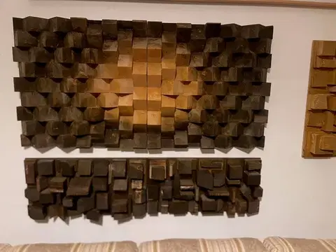 Akusztikai diffúzor falpanel (70x140x7 cm) – Dizájnpanel - 05 - mahagóni/világos barna , 140x70x7cm