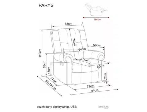 Parys Raven nyitható fotel szürke 07