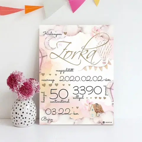 Ajándék babáknak - Hőlégballon tábla gyerekeknek