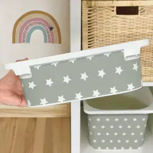 Matrica IKEA TROFAST dobozhoz - Fehér csillagok (szürke)