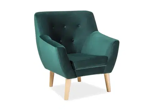 Nordic-1 Velvet fotel bükk/Bluvel 78 zöld bársony