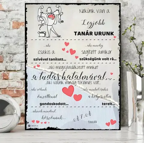 Ajándék tanárnak - Egyedi táblák pedagógusoknak