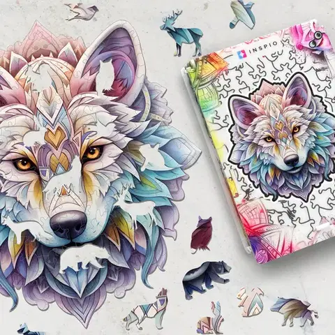 Nagyméretű puzzle - FARKAS erdei állatok motívummal