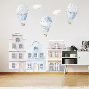 Fali matrica - Kék hőlégballonok