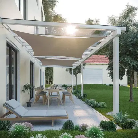 Napvitorla - árnyékoló teraszra, négyszög alakú 2x3 m Szürkésbézs színben - Poliészter anyagból