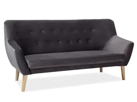 Nordic-3 Velvet kanapé bükk/Bluvel 14 szürke bársony