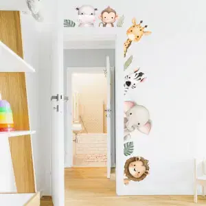 Öntapadós falmatrica - Szafari állatok az ajtó körül