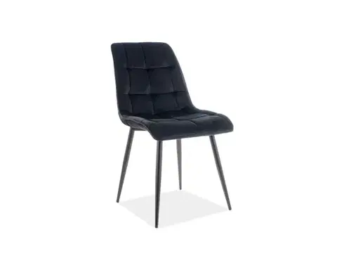 Chic Velvet étkezőszék fekete fém láb/fekete bársony (Bluvel 19)