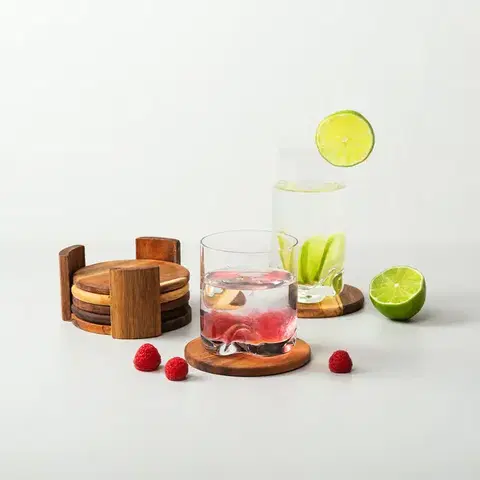 Alátét állvány, 7 db-os szett o 11,8 cm - FLOW Wooden - 593717