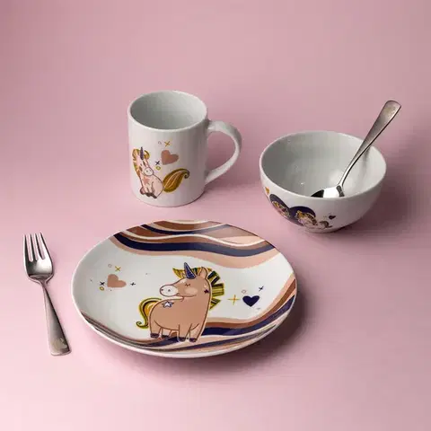 Unicorn gyermek porcelán étkészlet 3 db – KIDS WORLD - W0187