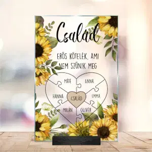 Családi plakett - Személyre szabott üveg plakett