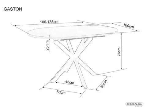 Gaston Ceramic 100(135)*100 bővíthető étkező asztal travertin/ kasmír