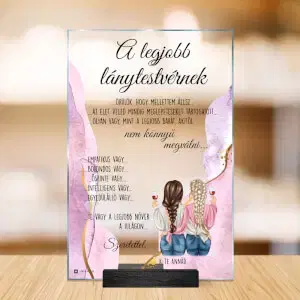 Ajándék a lánytestvérnek - üvegtábla saját szöveggel és dizájnnal