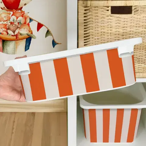 Matrica IKEA TROFAST dobozhoz - Narancssárga csíkok (bézs színűre)