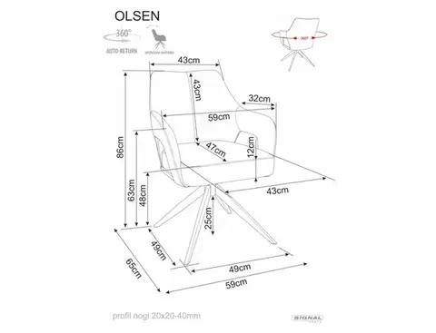 Olsen Noelle étkezőszék fekete láb sötét bézs 33
