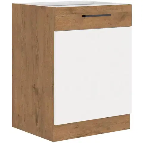 Niki 30. konyha 60 D 1F BB 60x82x52cm fényes fehér/lancelot tölgy (munkalap nélkül)