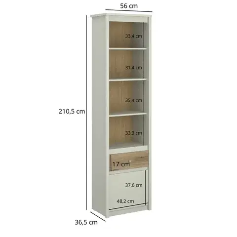 Karin RO1D1S nyitott polcos szekrény evok tölgy/ kasmír
