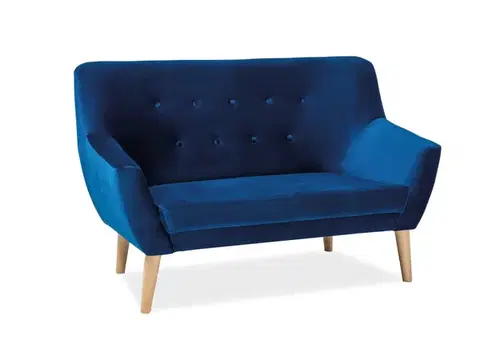 Nordic-2 Velvet kanapé bükk/Bluvel 86 sötétkék bársony