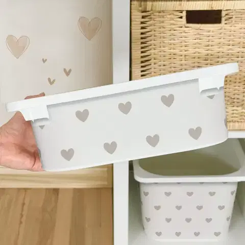 Matrica IKEA TROFAST dobozhoz - Bézs színű szívek