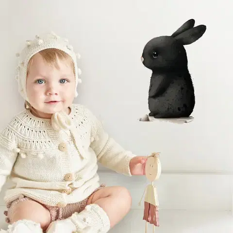 Öntapadós matrica gyerekeknek - Fekete nyuszi