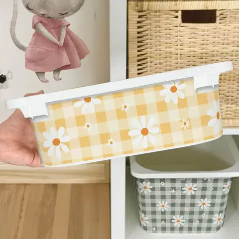 Matrica az IKEA TROFAST dobozra – Fehér margaréták négyzeteken