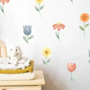 Akvarell falmatrica - Színes virágok és tulipánok