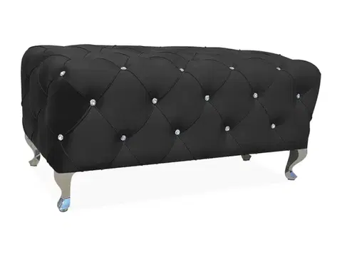 Hestia Velvet széles puff fekete bluvel 19/ ezüst
