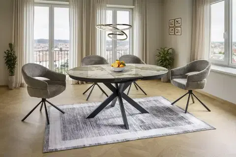 Porto Ceramic 120(160)*120 bővíthető étkező asztal pandoro fehér/ fekete
