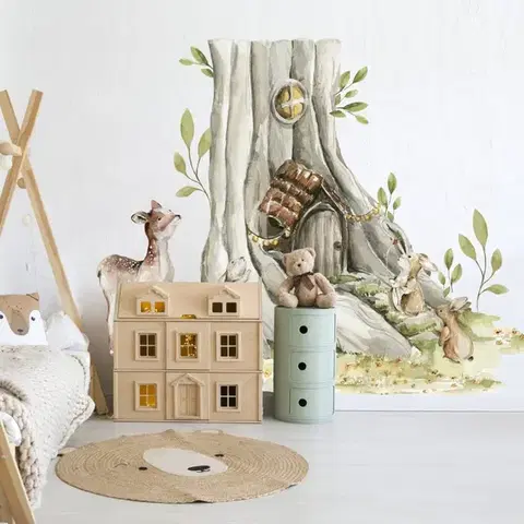 Woodland falmatrica - Fa, házikó és erdei állatok