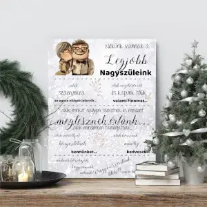 Ajándék nagyszülőknek - Szeretetnyilvánító tábla nagymamának és nagypapának karácsonyra.