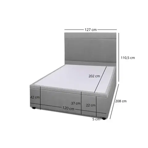 Fro pik 120-as ágyneműtartós ágy  Mono246 szürke szövettel