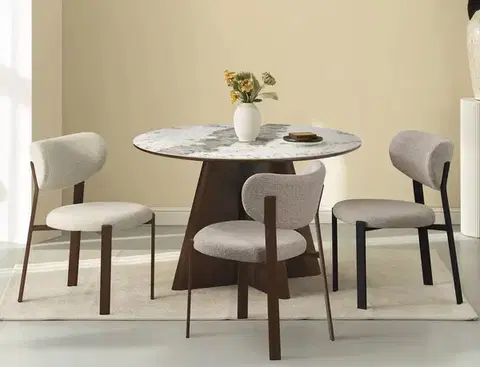 Alzano Ceramic 120 kör étkező asztal Pandoro fehér/ dió