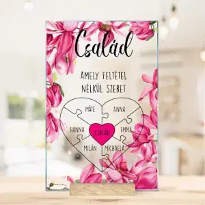 Üveg plakett Család - egyedi ajándák névvel