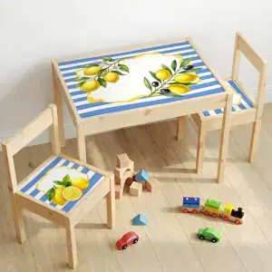 IKEA LÄTT - Dolce Vita matricakészlet (kék csíkok és citromok)