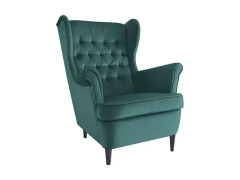 Harry Velvet fotel zöld bluvel 78/ wenge