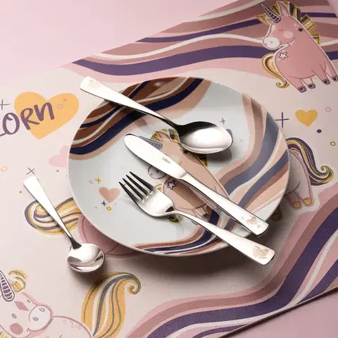 Unicorn gyermek evőeszközkészlet 4 db — KIDS WORLD poliert - W0189