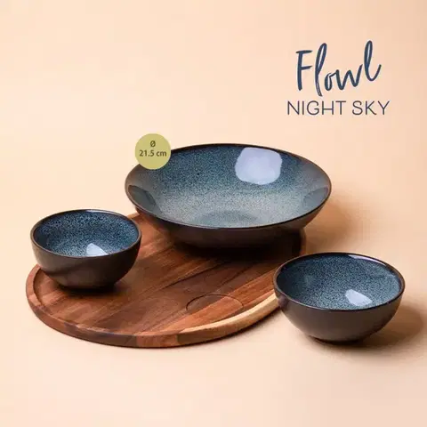 Flowl készlet - Gaya Atelier Night Sky tálak + Triangle Agát tálca - 452146