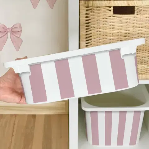 Matrica IKEA TROFAST dobozhoz - Rózsaszín és fehér csíkok