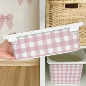 Matrica IKEA TROFAST dobozhoz - Rózsaszín kockás minta