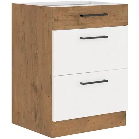 Niki 30. konyha 60 D 3S BB 60x82x52cm fényes fehér/lancelot tölgy (munkalap nélkül)