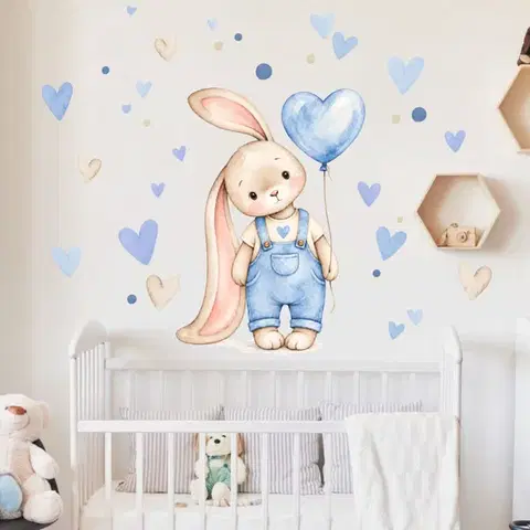 Matricák a kiságy fölé – Kék nyuszi és szívek