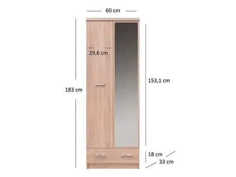 Top Mix SZ2D1S/60 előszobai akasztós sz. sonoma tölgy