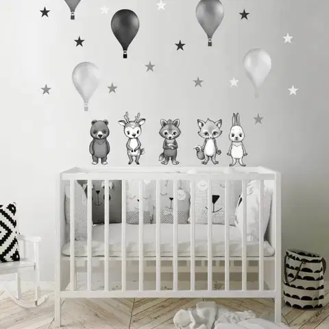 Fekete - fehér falmatrica - INSPIO állatkák hőlégballonokkal