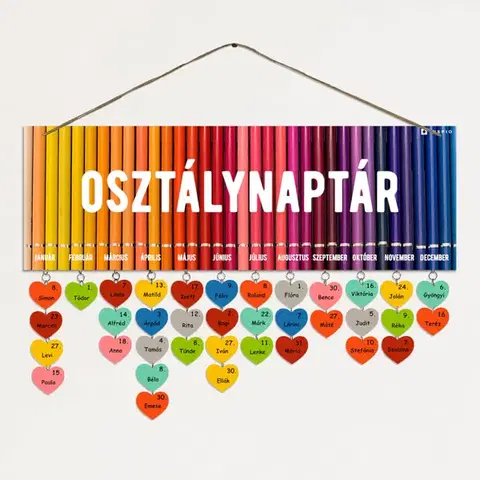 Ajándék tanárnak - Osztálynaptár élénk színekben