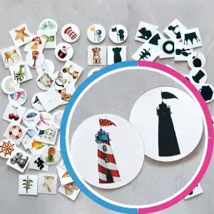 90 kártya - Árnyékok párosítása - Montessori kártyák